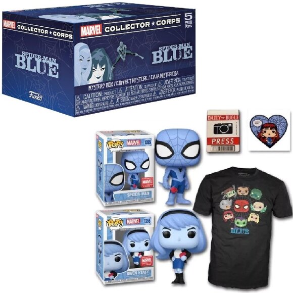 NIB - Funko POP! Marvel Collector Corps Spider-Man Blue Mystery Box – Size M - Picture 1 of 7
